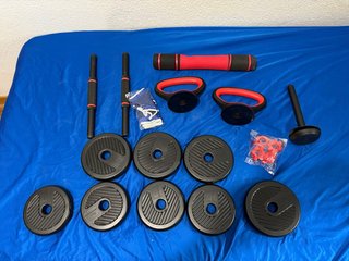 Juego Mancuernas Completo Discos Barra Pesas