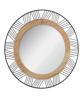 Espejo de Pared Redondo Madera y Metal.45 cm