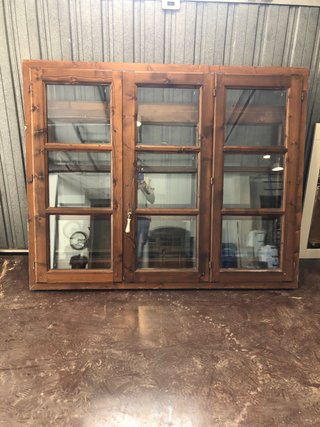 Ventana rústica de madera 3 hojas