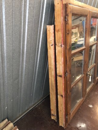 Ventana rústica de madera 3 hojas