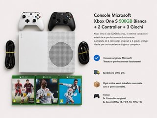 Xbox One S 500GB Bianca + 2 Controller + 3 Giochi