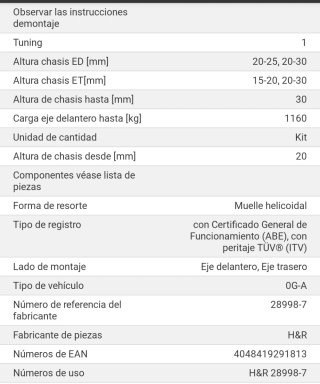 Separadores rueda Opel Insignia opc y muelles HR