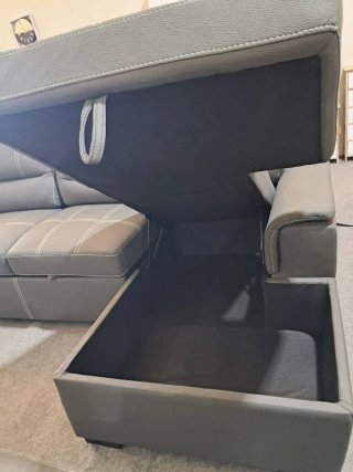 Chaislongue Cama Gris Piel Sintética