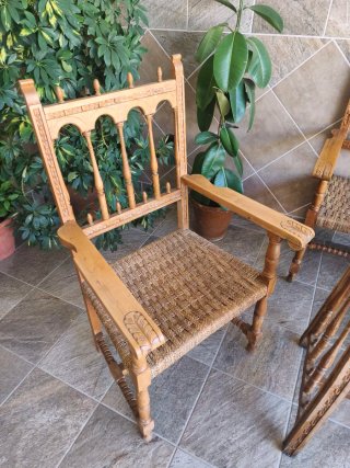 Juego Muebles Jardín Madera y Cuerda