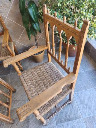 Juego Muebles Jardín Madera y Cuerda