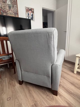 Sillón reclinable tela gris, completamente nuevo