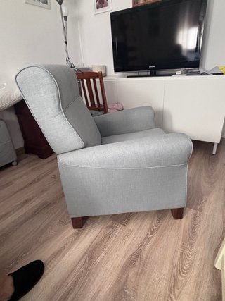 Sillón reclinable tela gris, completamente nuevo