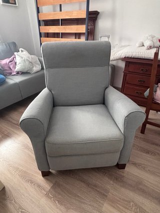 Sillón reclinable tela gris, completamente nuevo