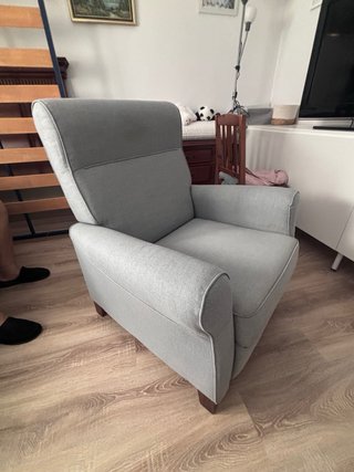 Sillón reclinable tela gris, completamente nuevo