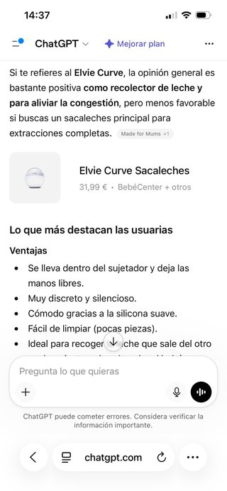 Elvie Curve - Sacaleches Silicona Manos Libres
