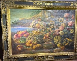 Grande Dipinto Antico Olio su Tela - Natura Morta