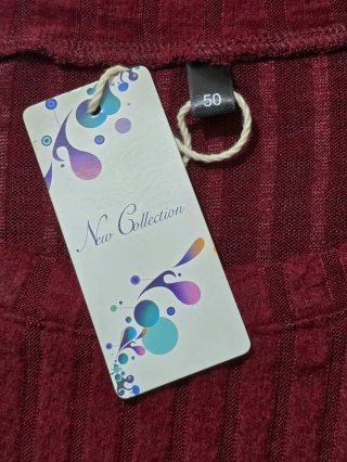 Vestido de manga larga burdeos con bolsillos