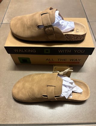 Sabot stile Birkenstock marroni Donna