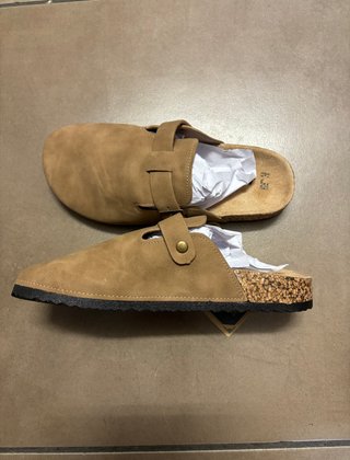 Sabot stile Birkenstock marroni Donna