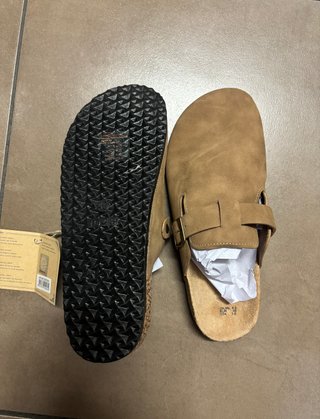 Sabot stile Birkenstock marroni Donna