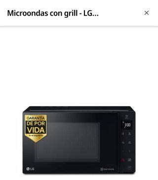 Microondas LG 23L Grill Inverter.