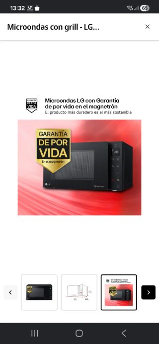 Microondas LG 23L Grill Inverter.
