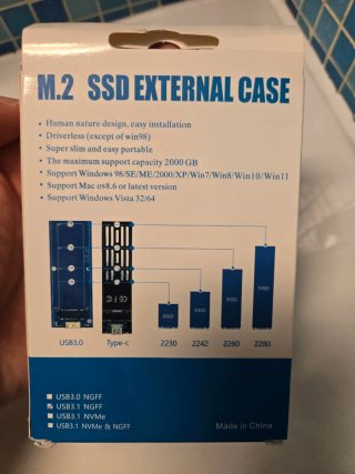 Custodia SSD M.2 USB 3.2 Gen1 NGFF