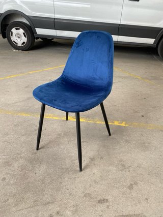 Juego 4 Sillas Comedor Terciopelo Azul