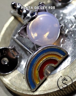 Pendientes Plata 925 Arcoíris y Unicornio