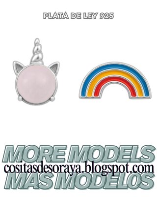 Pendientes Plata 925 Arcoíris y Unicornio
