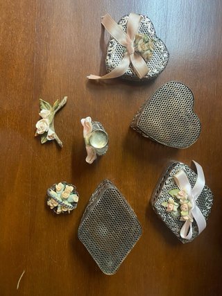Set Oggetti Vintage Metallo Decorati