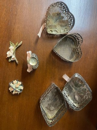 Set Oggetti Vintage Metallo Decorati