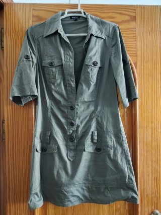 Vestido corto Blanco verde militar Talla S
