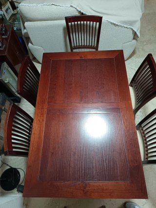 Mesa comedor y 6 sillas de madera cerezo