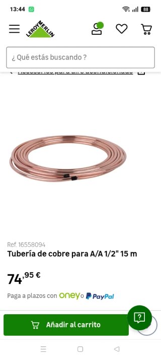 Tubería de Cobre 1/2 15m