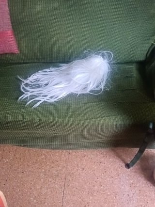 Peluca larga lisa blanca