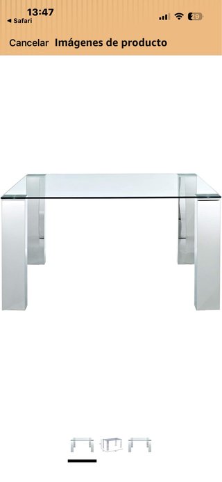Mesa de comedor cristal y metal