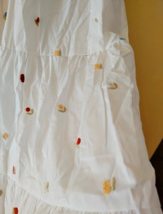 Falda Algodón Bordada Multicolor Talla M
