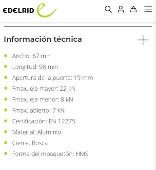 OFERTA escalada mosquetón antigiro HMS