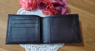 Elegante Cartera Billetera Piel Negra/Marrón