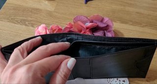 Elegante Cartera Billetera Piel Negra/Marrón