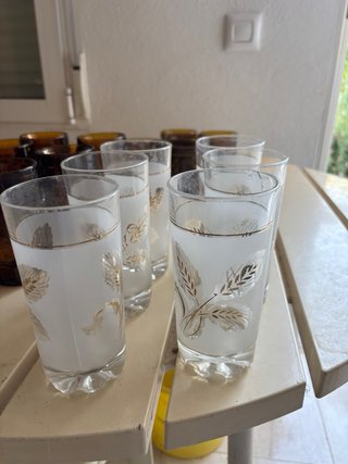 6 Vasos Cristal Dibujo Espiga Dorada