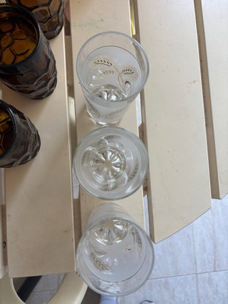 6 Vasos Cristal Dibujo Espiga Dorada