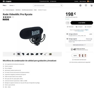 Micrófono Rode VideoMic Pro Rycote