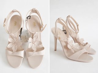 Sandalias Zara Flores Talla 38 Beige