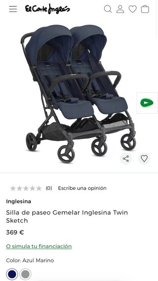 Silla de paseo Gemelar Inglesina Twin Sketch Azul