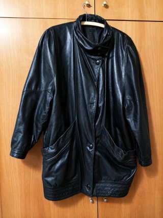 Chaqueta Piel Sintética Vintage Negra