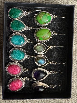 Pendientes Plata 925: Rubí, Esmeralda, Turquesa...