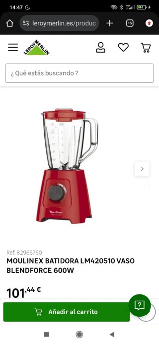 Batidora Moulinex Blendforce Roja