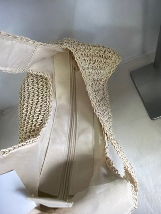 Borsa paglia a spalla o mano beige