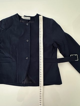 Giacca corta vintage Cacharel blu navy con cintura
