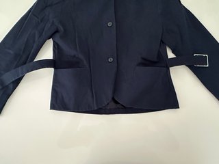 Giacca corta vintage Cacharel blu navy con cintura