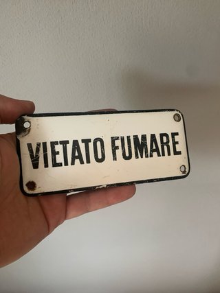 Insegna smaltata Vietato Fumare vintage