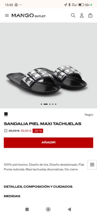 Sandalias Mango Piel Maxi Tachuelas T.38
