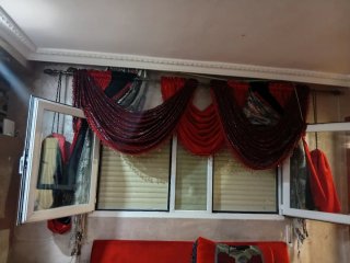 Cortina Marroquí Tela Roja y Negra